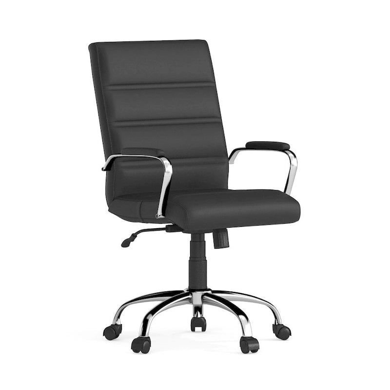 Mid-Back LeatherSoft Swivel Office Chair – Multiple Colors & Frame Options