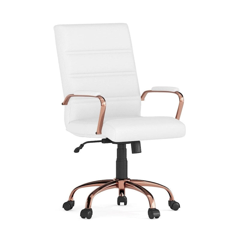 Mid-Back LeatherSoft Swivel Office Chair – Multiple Colors & Frame Options