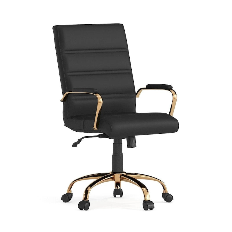 Mid-Back LeatherSoft Swivel Office Chair – Multiple Colors & Frame Options
