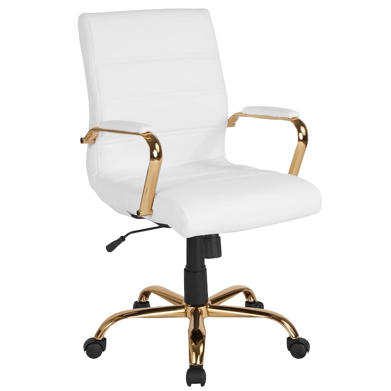 Mid-Back LeatherSoft Swivel Office Chair – Multiple Colors & Frame Options