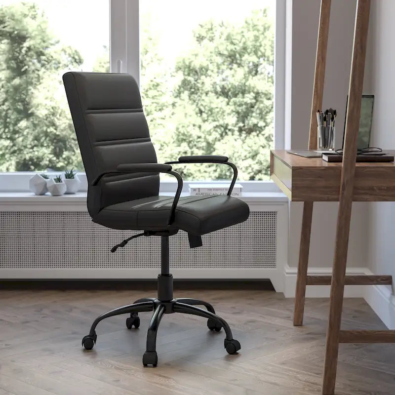 Mid-Back LeatherSoft Swivel Office Chair – Multiple Colors & Frame Options