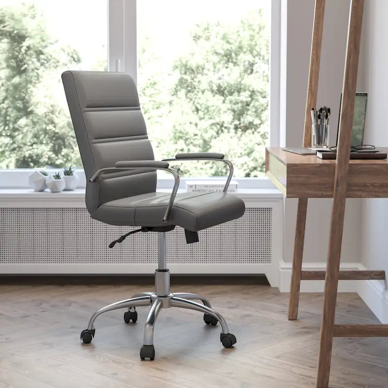 Mid-Back LeatherSoft Swivel Office Chair – Multiple Colors & Frame Options