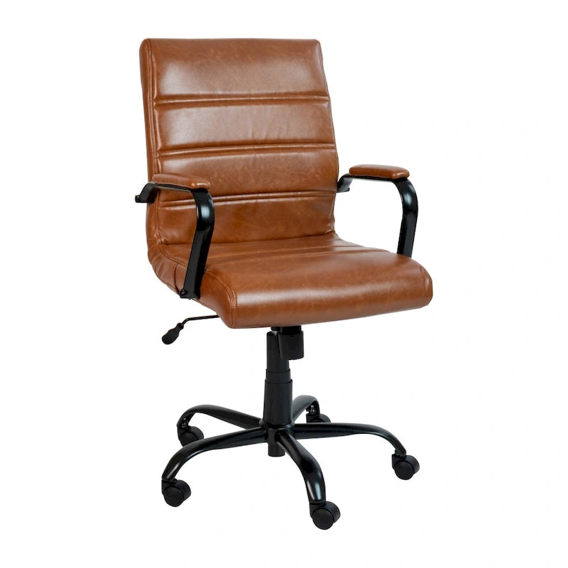 Mid-Back LeatherSoft Swivel Office Chair – Multiple Colors & Frame Options