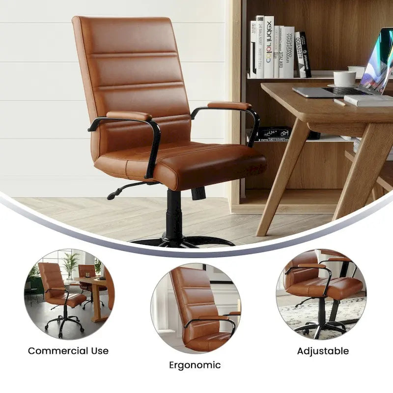 Mid-Back LeatherSoft Swivel Office Chair – Multiple Colors & Frame Options