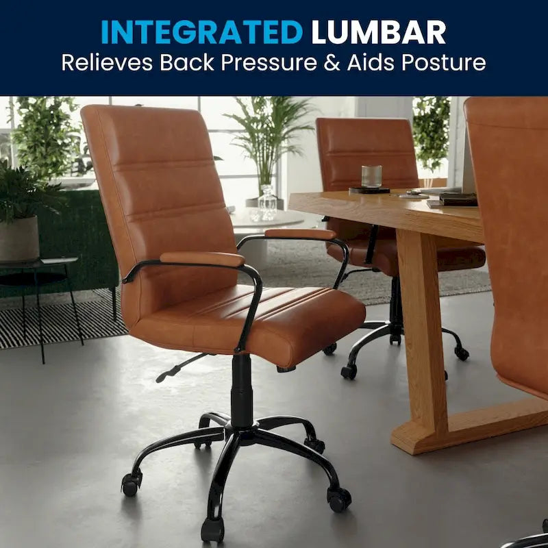 Mid-Back LeatherSoft Swivel Office Chair – Multiple Colors & Frame Options