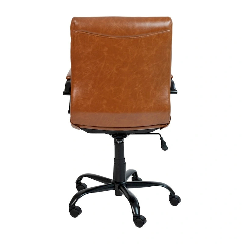 Mid-Back LeatherSoft Swivel Office Chair – Multiple Colors & Frame Options