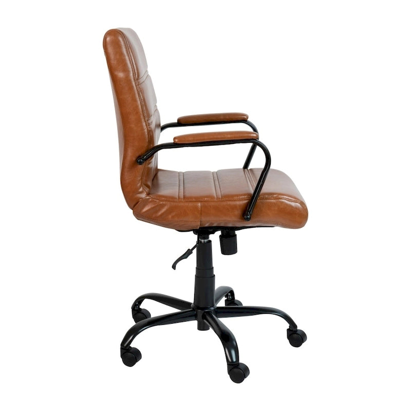Mid-Back LeatherSoft Swivel Office Chair – Multiple Colors & Frame Options