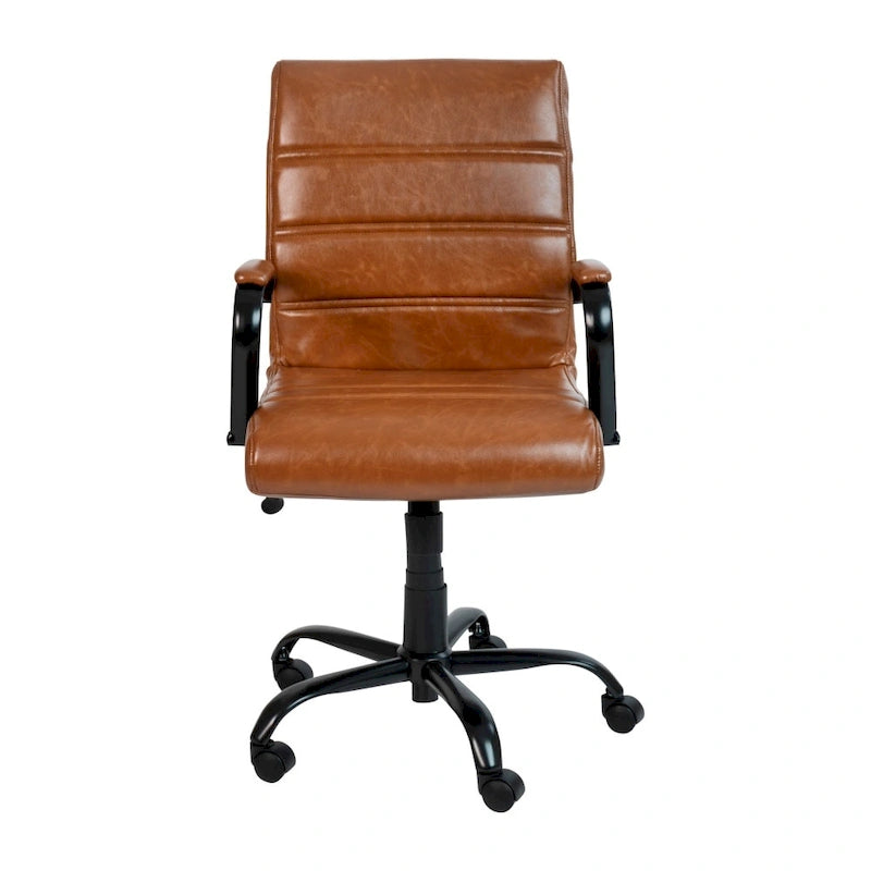 Mid-Back LeatherSoft Swivel Office Chair – Multiple Colors & Frame Options