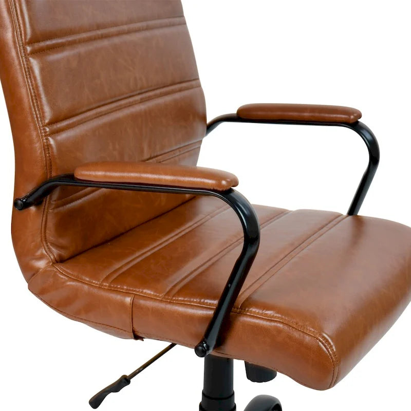 Mid-Back LeatherSoft Swivel Office Chair – Multiple Colors & Frame Options