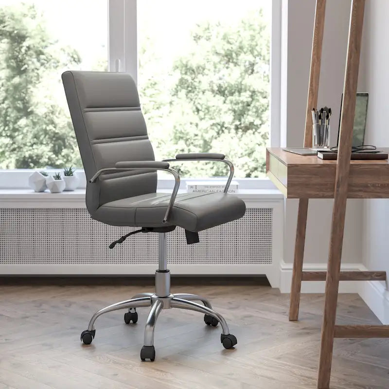 Mid-Back LeatherSoft Swivel Office Chair – Multiple Colors & Frame Options
