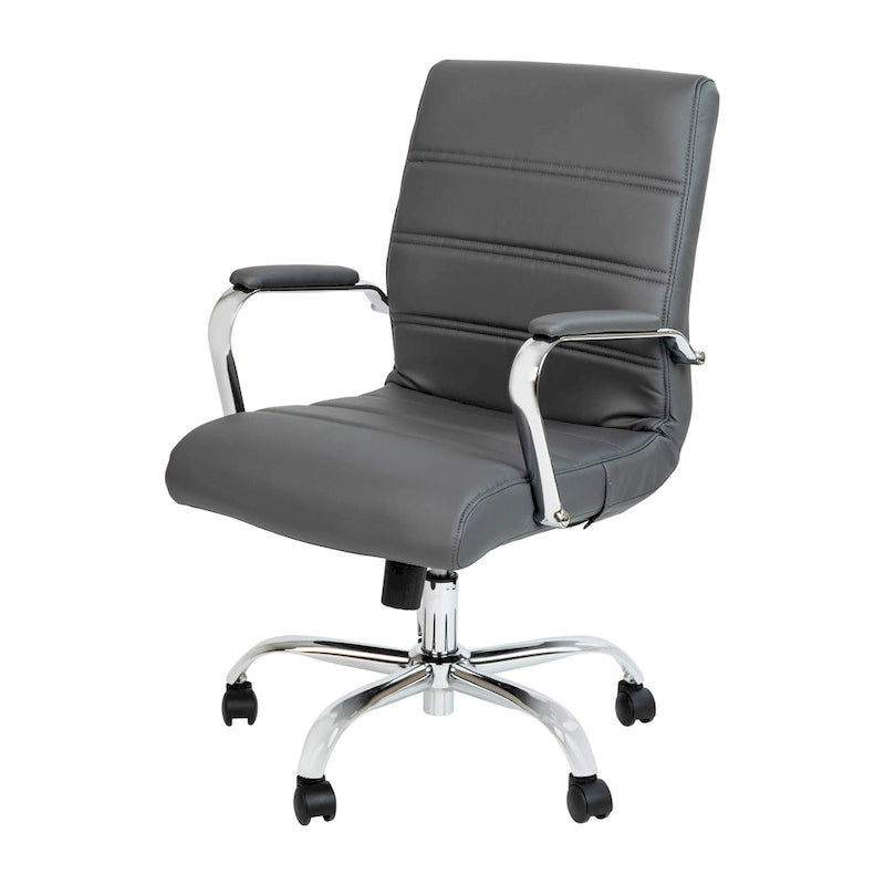 Mid-Back LeatherSoft Swivel Office Chair – Multiple Colors & Frame Options