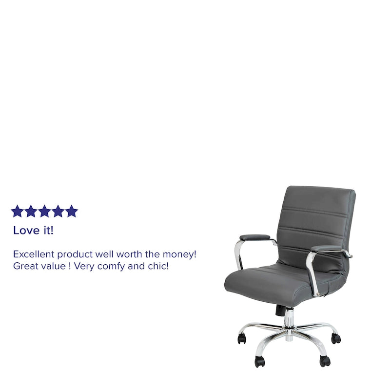 Mid-Back LeatherSoft Swivel Office Chair – Multiple Colors & Frame Options
