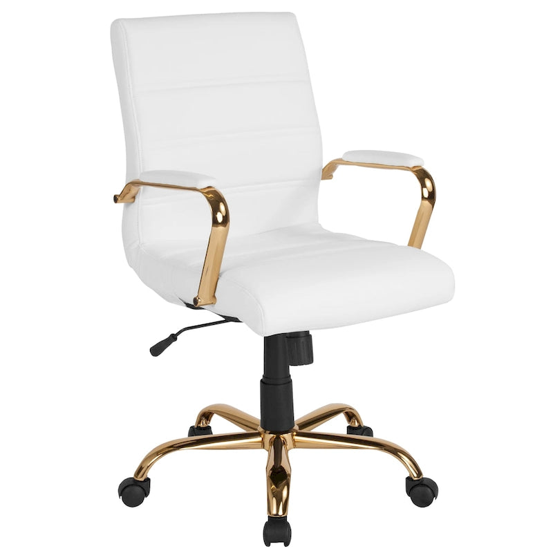 Mid-Back LeatherSoft Swivel Office Chair – Multiple Colors & Frame Options