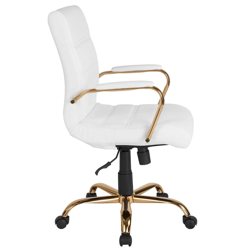 Mid-Back LeatherSoft Swivel Office Chair – Multiple Colors & Frame Options