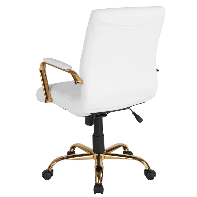 Mid-Back LeatherSoft Swivel Office Chair – Multiple Colors & Frame Options