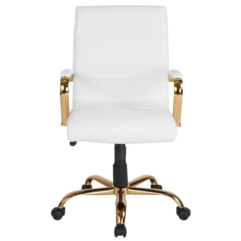 Mid-Back LeatherSoft Swivel Office Chair – Multiple Colors & Frame Options