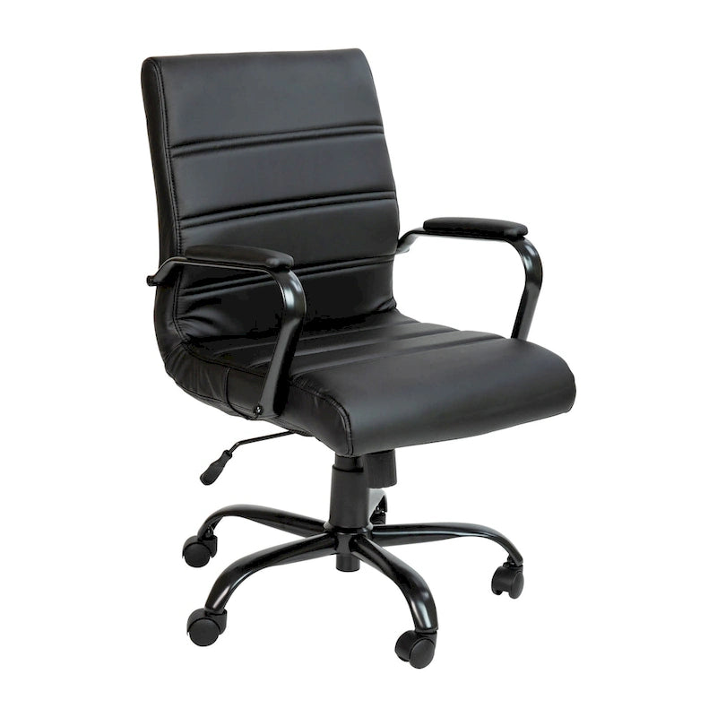 Mid-Back LeatherSoft Swivel Office Chair – Multiple Colors & Frame Options