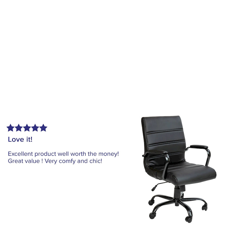 Mid-Back LeatherSoft Swivel Office Chair – Multiple Colors & Frame Options