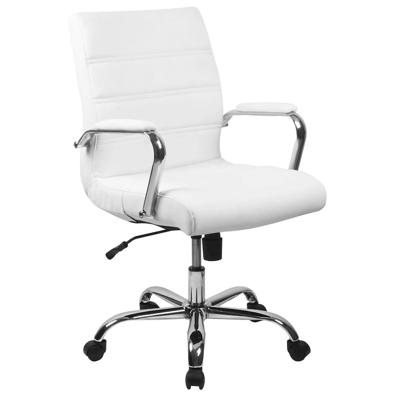 Mid-Back LeatherSoft Swivel Office Chair – Multiple Colors & Frame Options