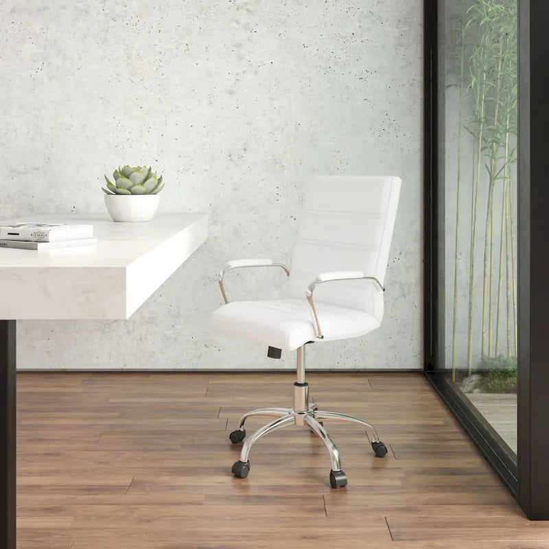 Mid-Back LeatherSoft Swivel Office Chair – Multiple Colors & Frame Options