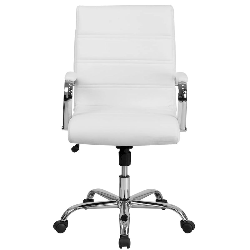 Mid-Back LeatherSoft Swivel Office Chair – Multiple Colors & Frame Options