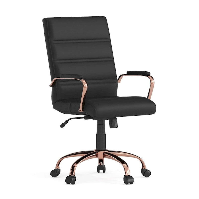 Mid-Back LeatherSoft Swivel Office Chair – Multiple Colors & Frame Options