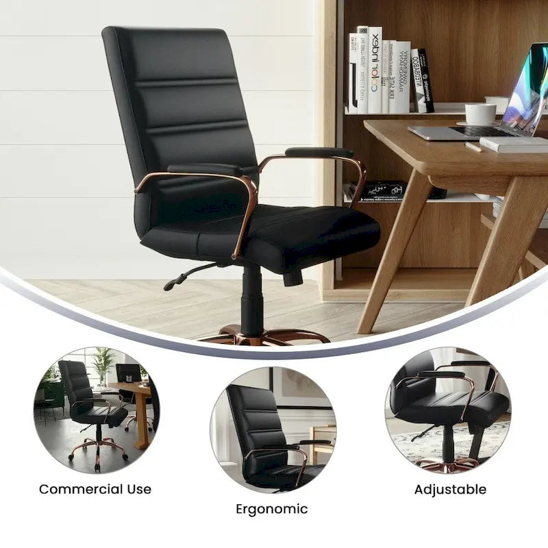 Mid-Back LeatherSoft Swivel Office Chair – Multiple Colors & Frame Options
