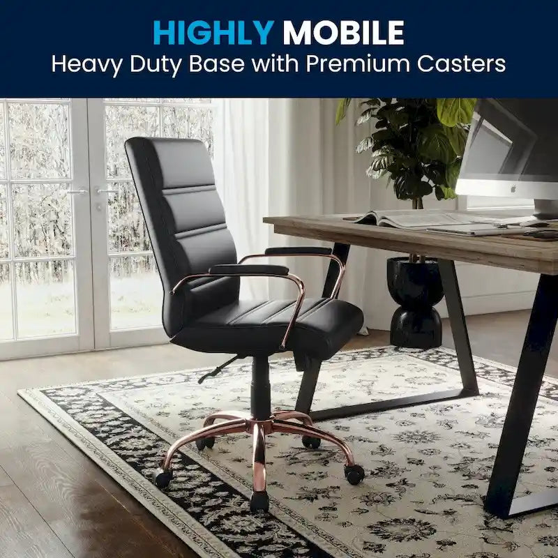 Mid-Back LeatherSoft Swivel Office Chair – Multiple Colors & Frame Options