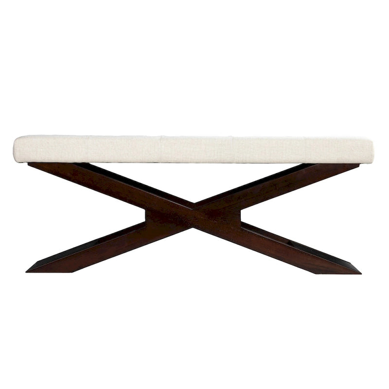 Off White Button-Tufted Upholstered Entryway Bench, Seats 1