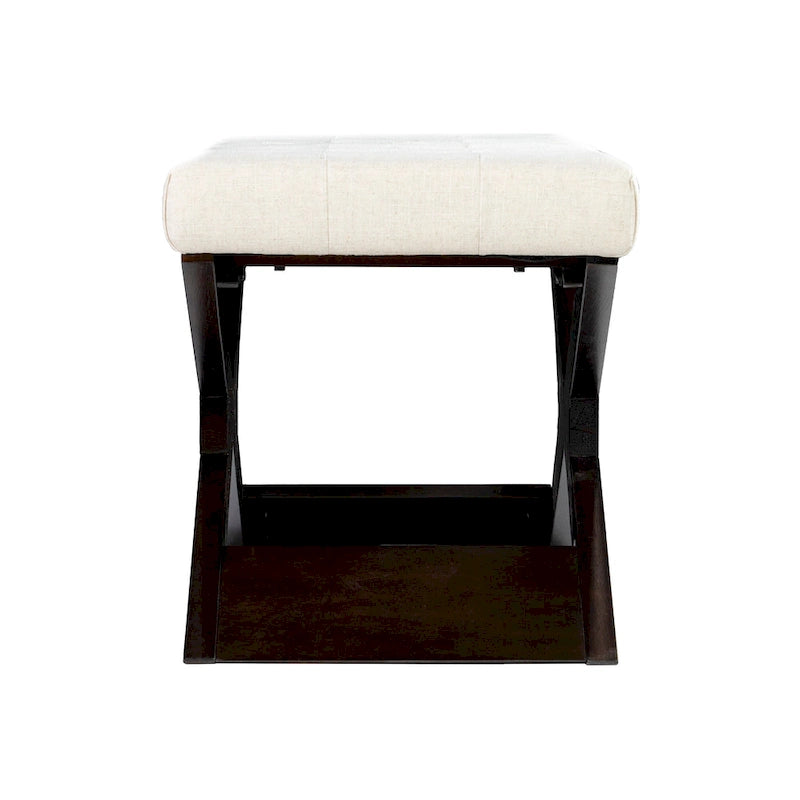 Off White Button-Tufted Upholstered Entryway Bench, Seats 1
