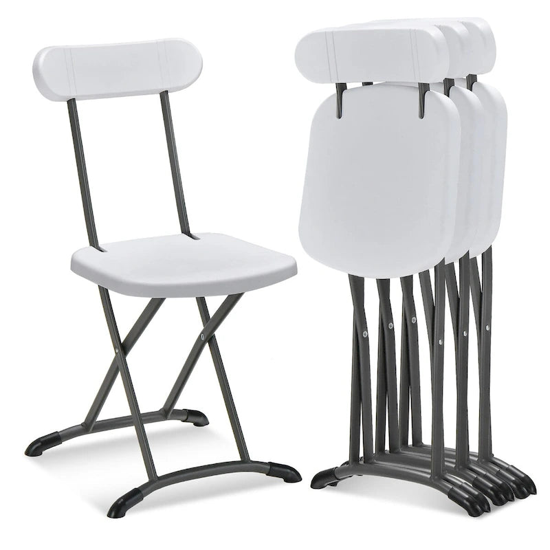 Black/White Folding Chair with Wide Seat & Ergonomic Back, Set of 4