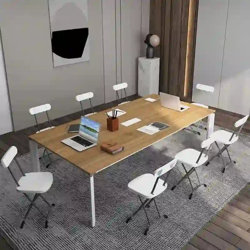 Black/White Folding Chair with Wide Seat & Ergonomic Back, Set of 4