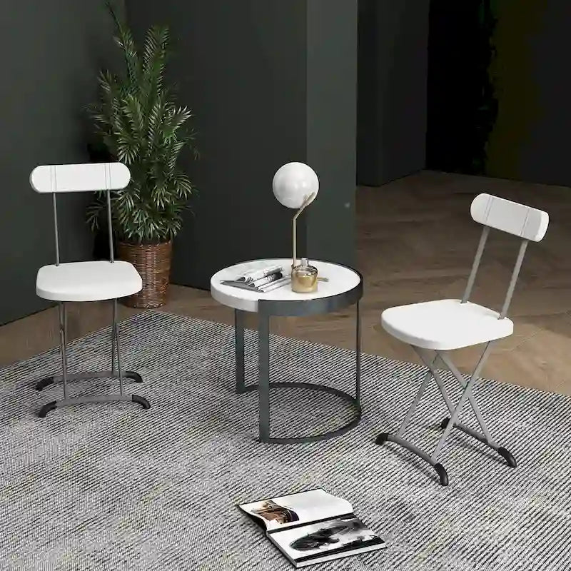 Black/White Folding Chair with Wide Seat & Ergonomic Back, Set of 4