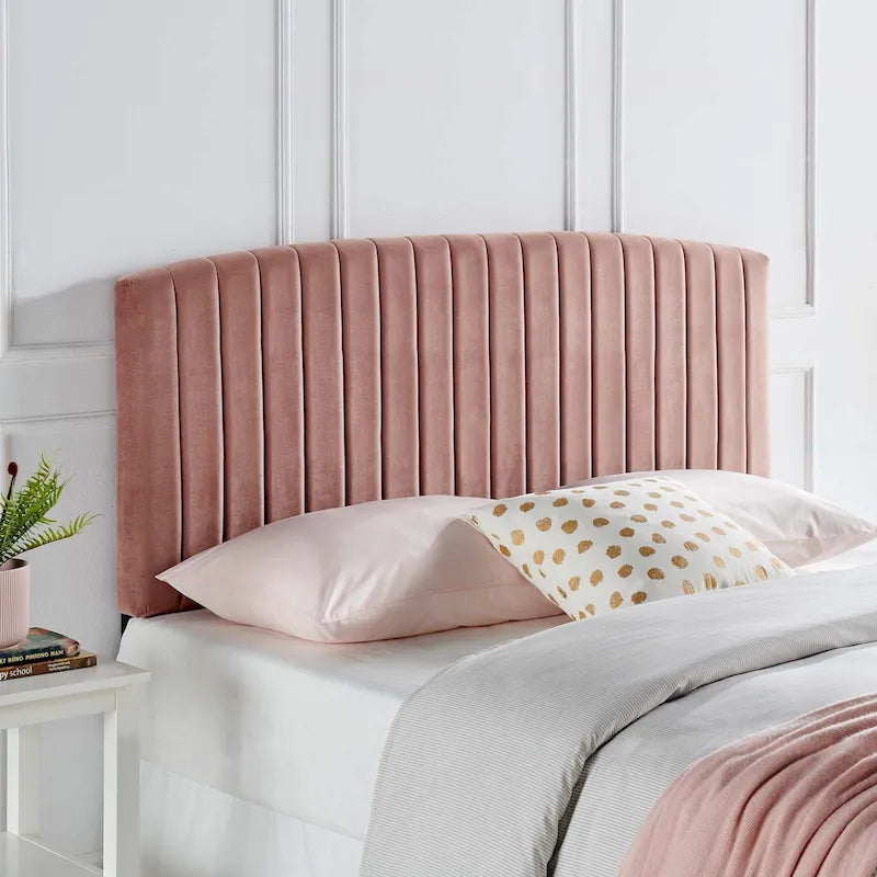 Velvet Channel Tufted Headboard – Full/Queen | Teal / Navy / White / Charcoal / Dusty Rose