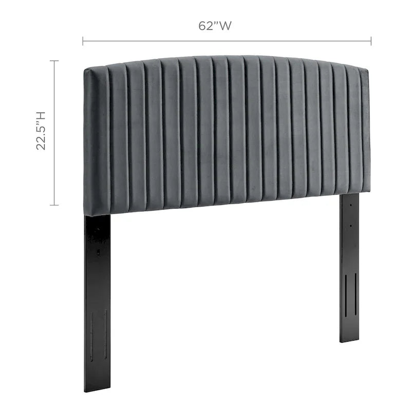 Velvet Channel Tufted Headboard – Full/Queen | Teal / Navy / White / Charcoal / Dusty Rose