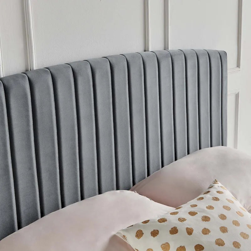 Velvet Channel Tufted Headboard – Full/Queen | Teal / Navy / White / Charcoal / Dusty Rose
