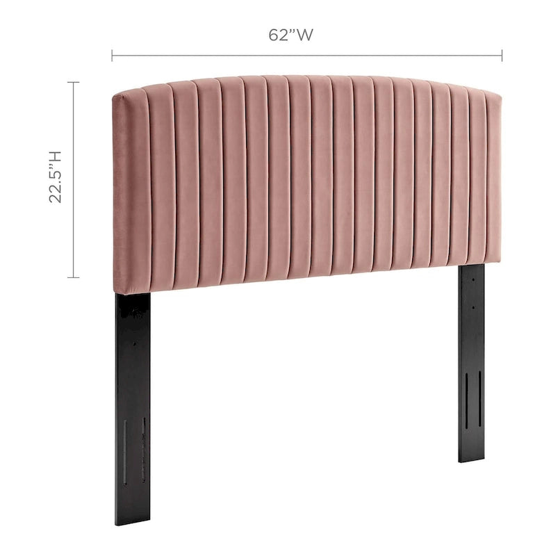 Velvet Channel Tufted Headboard – Full/Queen | Teal / Navy / White / Charcoal / Dusty Rose