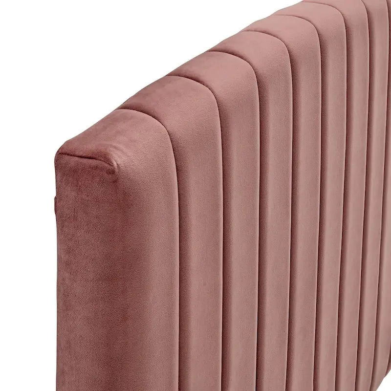 Velvet Channel Tufted Headboard – Full/Queen | Teal / Navy / White / Charcoal / Dusty Rose