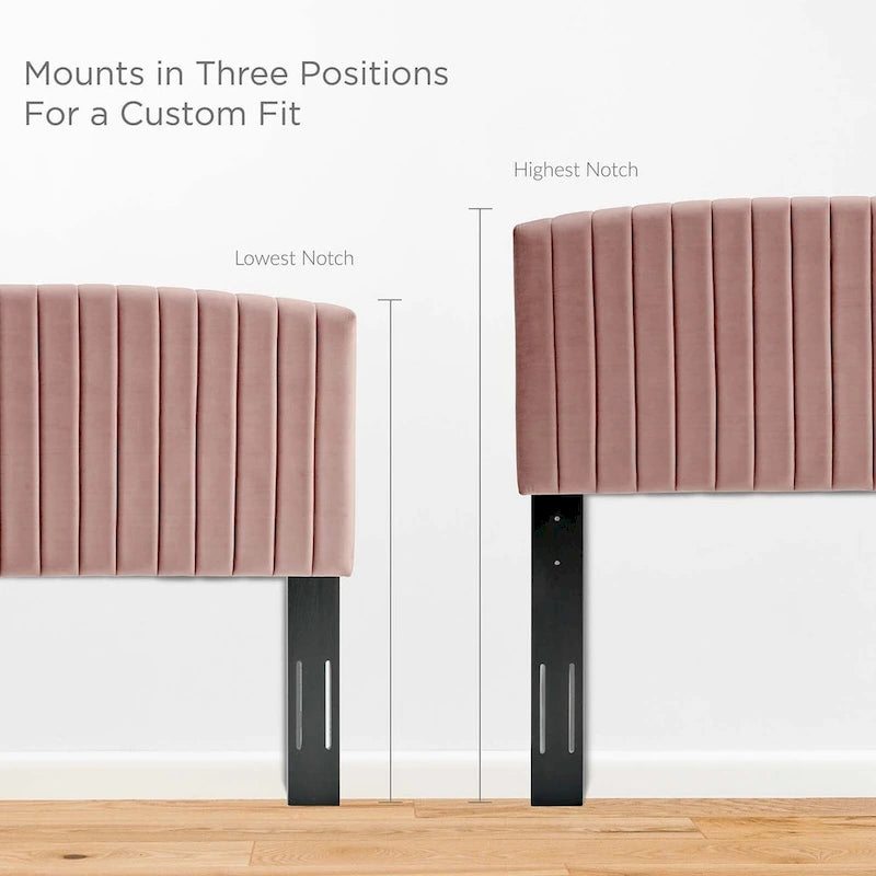 Velvet Channel Tufted Headboard – Full/Queen | Teal / Navy / White / Charcoal / Dusty Rose