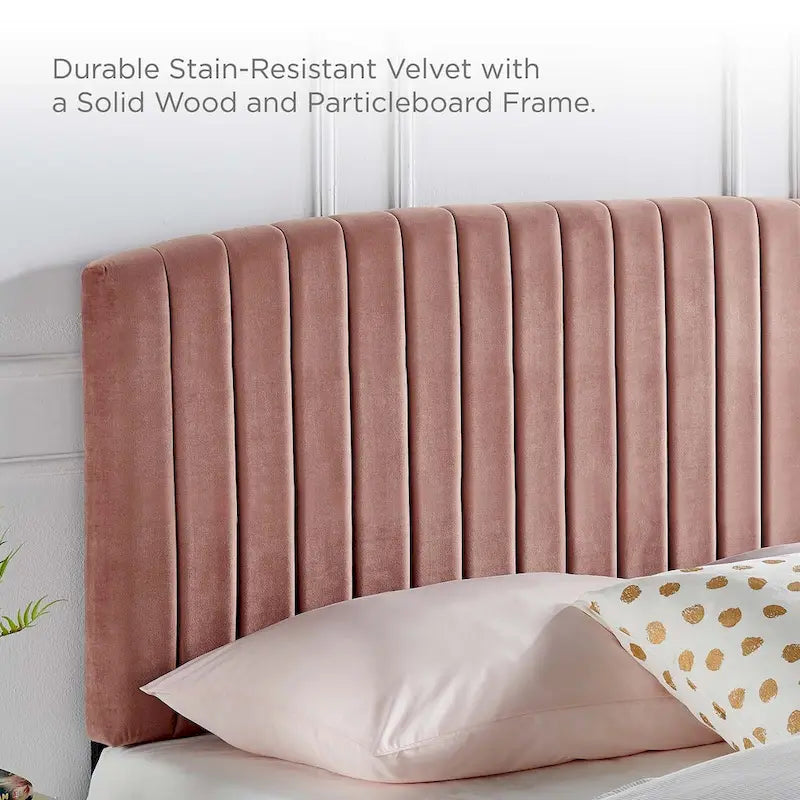 Velvet Channel Tufted Headboard – Full/Queen | Teal / Navy / White / Charcoal / Dusty Rose