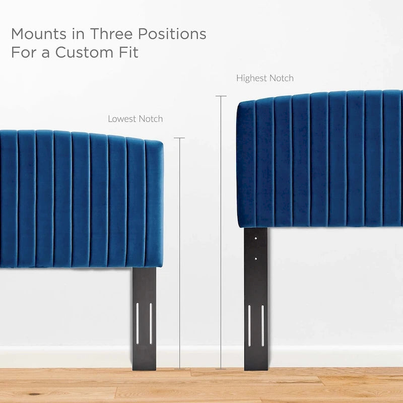 Velvet Channel Tufted Headboard – Full/Queen | Teal / Navy / White / Charcoal / Dusty Rose