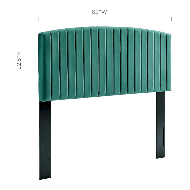 Velvet Channel Tufted Headboard – Full/Queen | Teal / Navy / White / Charcoal / Dusty Rose