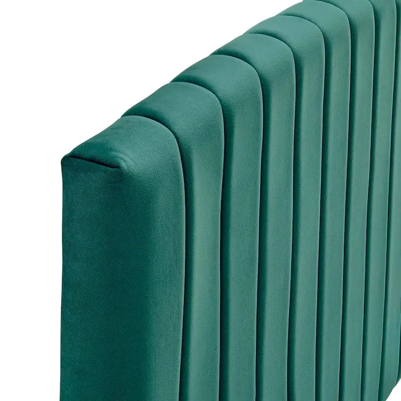 Velvet Channel Tufted Headboard – Full/Queen | Teal / Navy / White / Charcoal / Dusty Rose