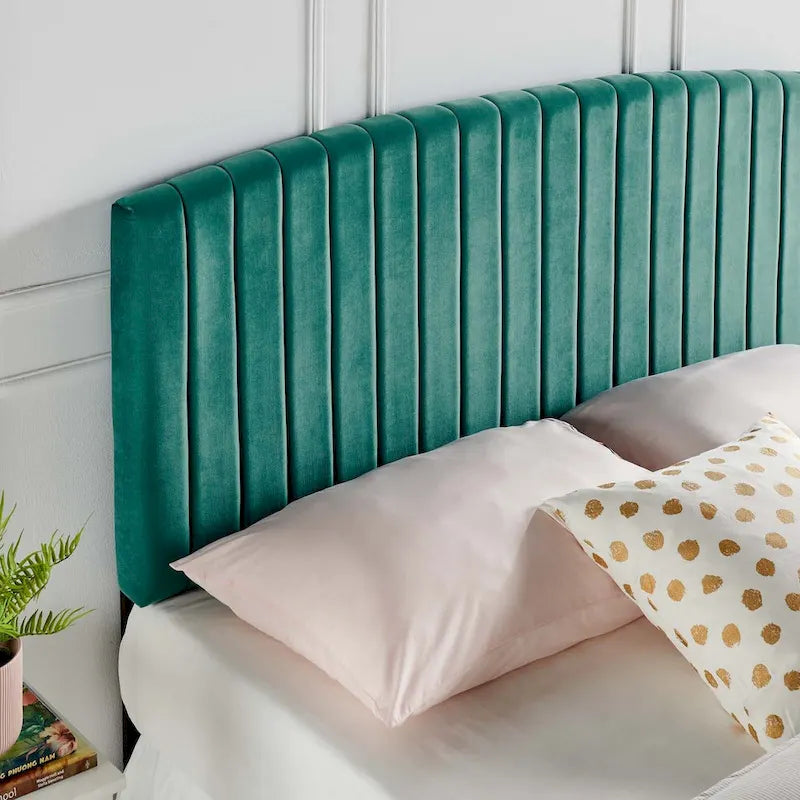 Velvet Channel Tufted Headboard – Full/Queen | Teal / Navy / White / Charcoal / Dusty Rose