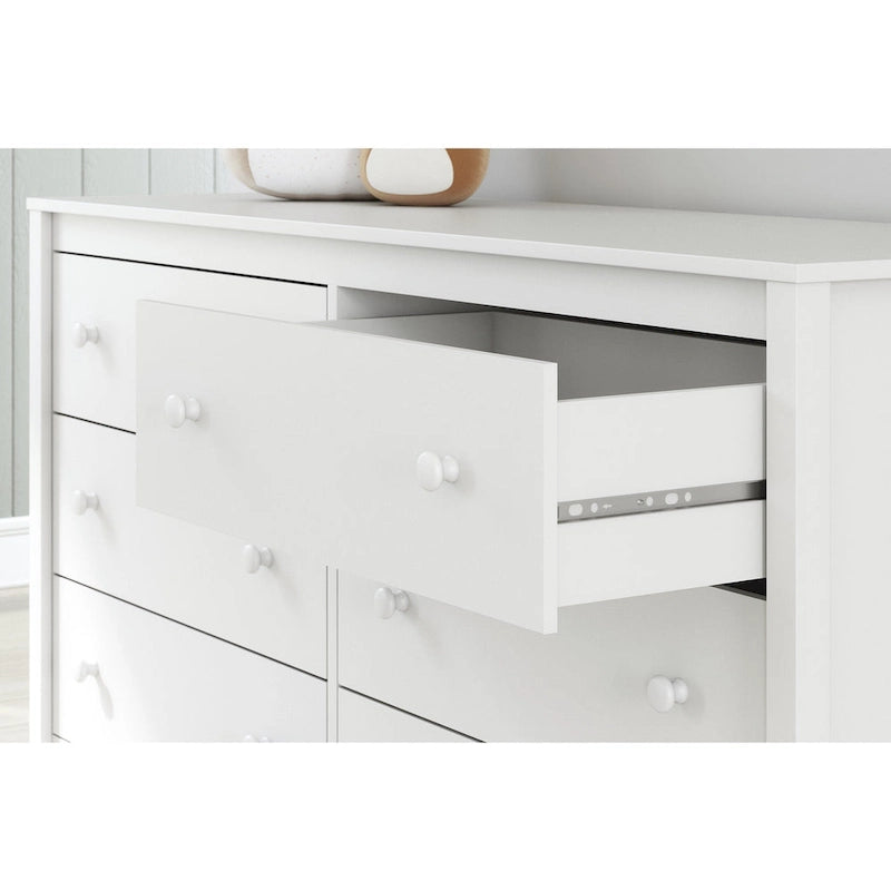 White 6-Drawer Dresser with Scallop Design – 1 Person