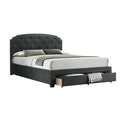 Charcoal Button-Tufted Upholstered King Bed with Underbed Drawer – Sleeps 2