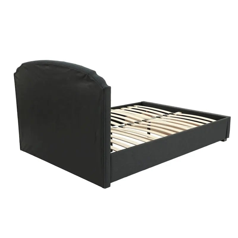Charcoal Button-Tufted Upholstered King Bed with Underbed Drawer – Sleeps 2