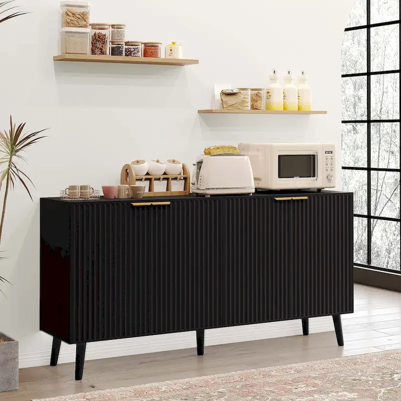Black / White 4-Door Buffet Sideboard Cabinet – For 1 Room