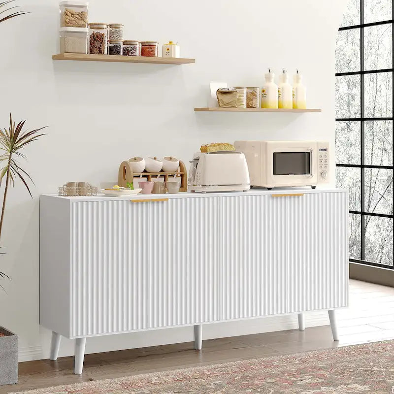 Black / White 4-Door Buffet Sideboard Cabinet – For 1 Room