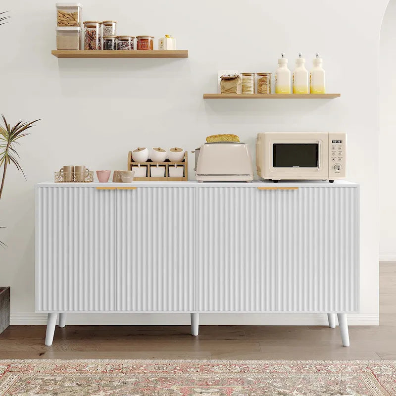 Black / White 4-Door Buffet Sideboard Cabinet – For 1 Room